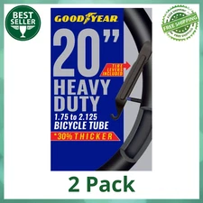 (2 Pack) Goodyear 20" x 1.75-2.125" Heavy Duty Bike Tube, Tire Levers Included