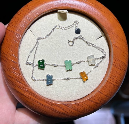 Jadeite Grade A Myanmar Burma MultiColor Jade 18K Gold Bracelet Diamonds - Picture 7 of 10