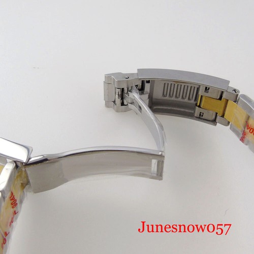 36mm Two Tone Sunburst Fluted Automatic Men Watch NH35A Glass Back Steel Strap - Picture 8 of 9