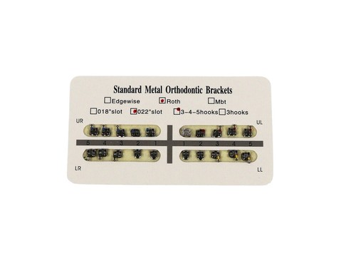 AZDENT Dental Brackets AZDENT Dental Orthodontic Metal Brackets - Mini MBT/ Roth Style, .022/.018 Slot With Hooks (3-4-5), Pack Of 20 Dental Lab Brackets With Hooks