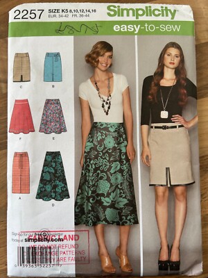 SENT TRACKED Simplicity 2257 Easy Sew SCHNITTMUSTER Röcke Gr. US 8-16