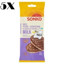 PACK de 5 pasteles de obleas de arroz Sonko en chocolate con leche bocadillo saludable 65 g (2,2 oz)