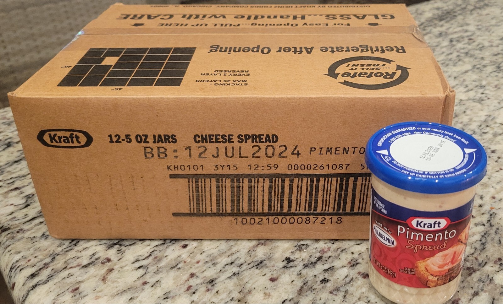Factory Case of 12 Kraft Pimento Cheese Spread 5 oz Each Jar Best By 7