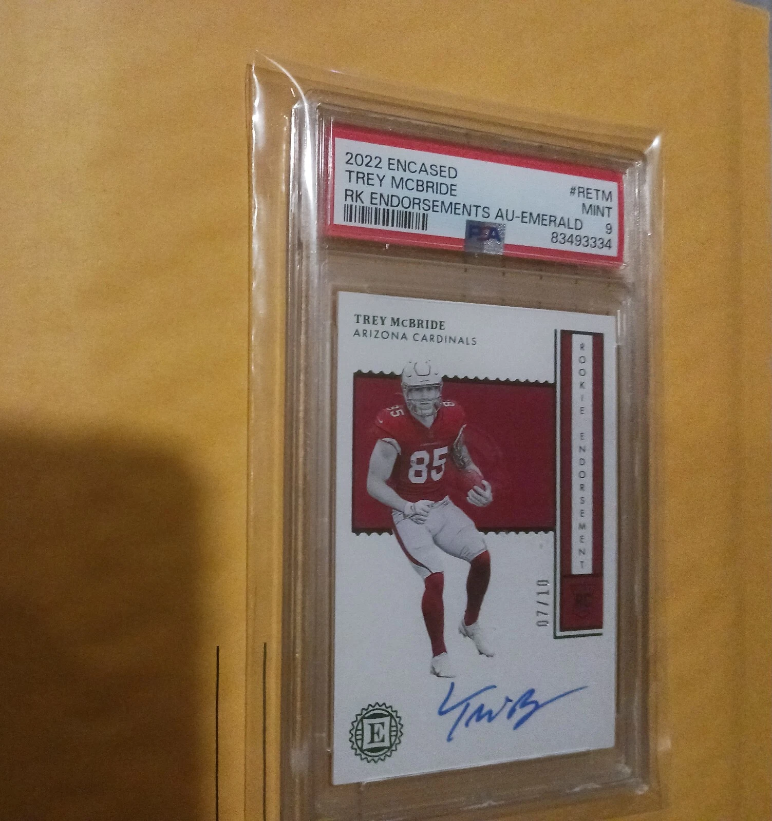 Trey McBride Panini Encased Rookie Endorsements Autographs #RETM Emerald