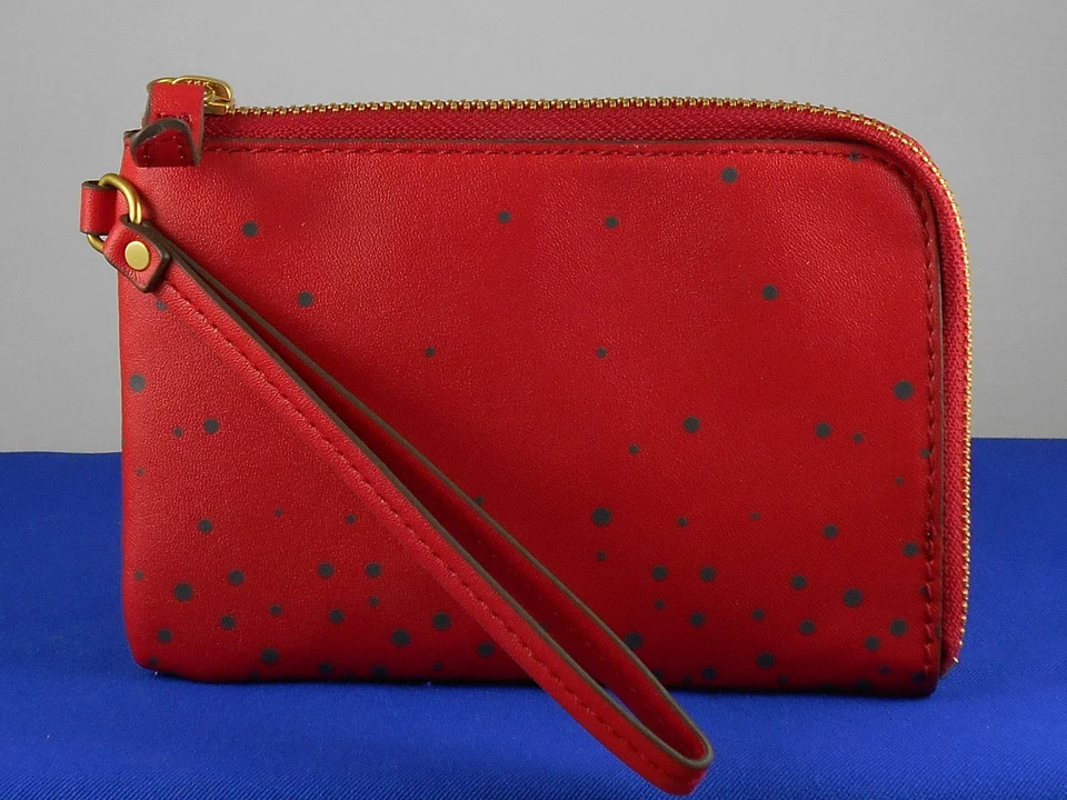 Fossil малиновый красный BRENNA искусственной кожи кошелек с ремешком хэштег # брелок подарочный набор $98 - Изображение 2 из 4