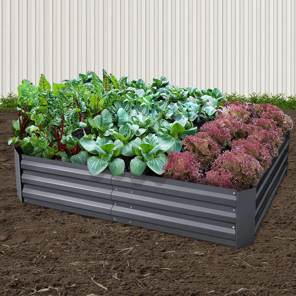 Green Fingers 2x Garden Bed 150x90cm Planter Box Raised Container Galvanised Her