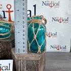 5 - Aqua Glass Bottles On Rope - Nautical Fish Net Buoy Ball Floats ...