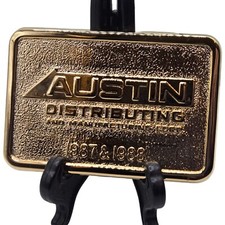 Vintage Austin Distributing Belt Buckle 1988 Promotional Advertising