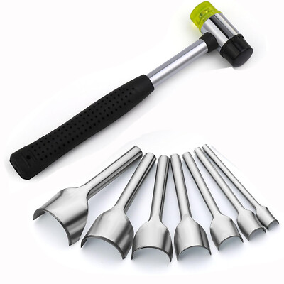 Leather Punch Kit with Hammer Corner Half-Round Punch Leather End Punch Cutter