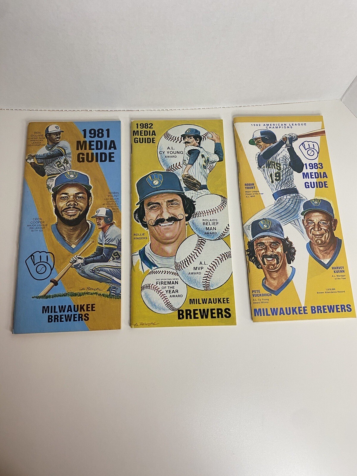 Lot of 3 MILWAUKEE BREWERS Media Guides 1981, 1982, 1983, - Great Cond ...