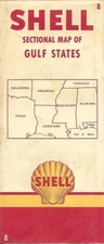 1952 SHELL OIL Road Map GULF STATES Louisiana Mississippi Alabama Texas Arkansas