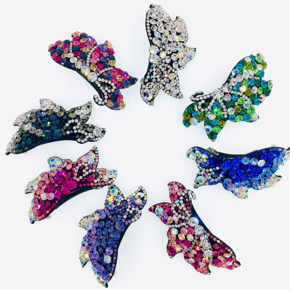 Genuine Swarovski Crystals Butterfly Barrette Multi Colored Blues And Clear 3.5” Fairy Butterfly Hair Clip use Swarovski Crystal metallic  main image 3