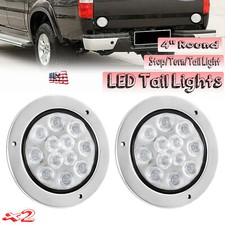 2x 4 Round 12 Led Stop Turn Brake Tail Light Flush Mount Truck Trailer Grommet