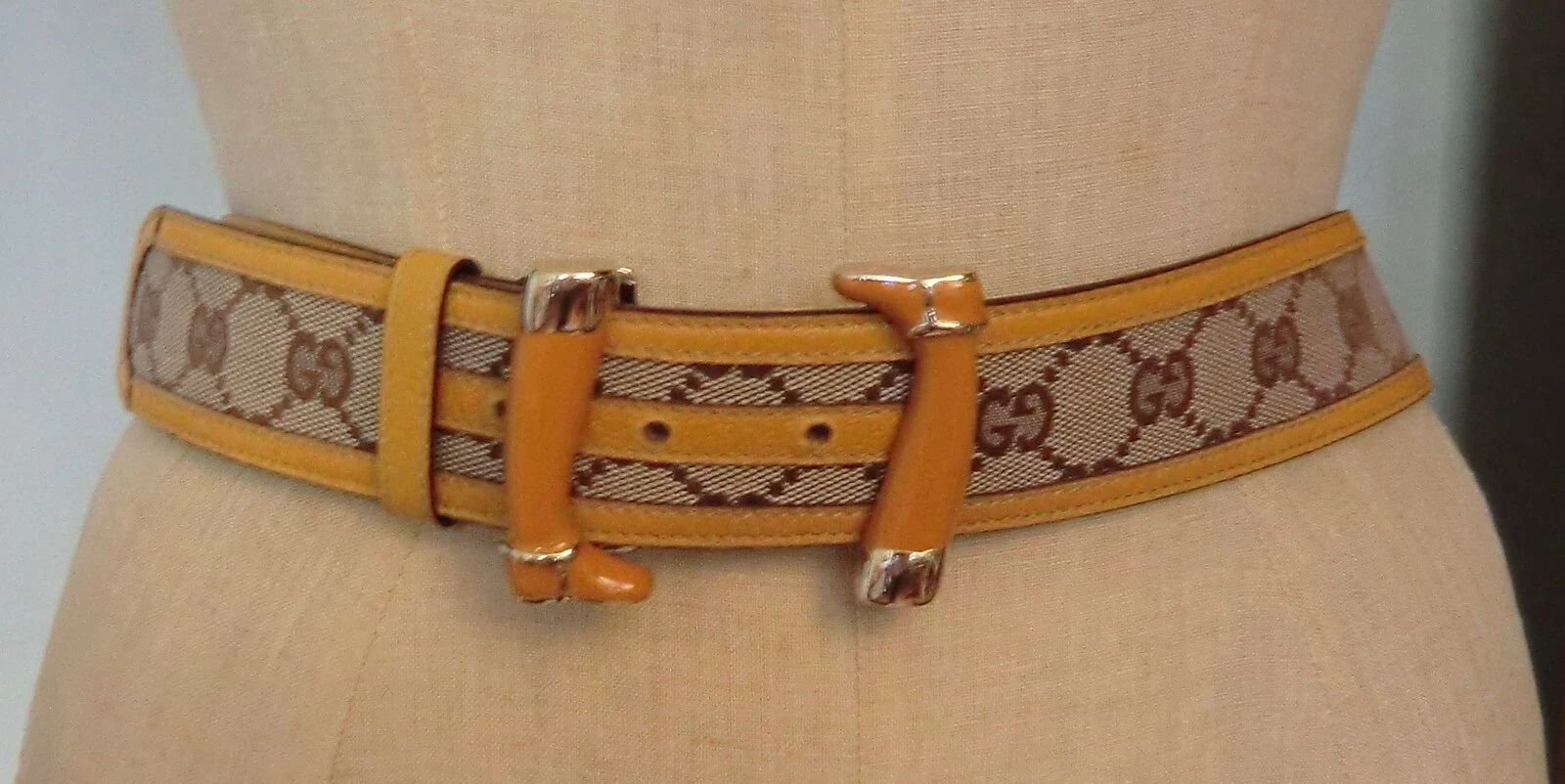 Ceinture toile/cuir GUCCI GG