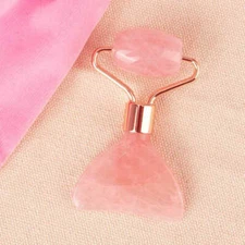 2 in 1 Rose Quartz Crystal Face Body Gua Sha Board Massage Roller Combined Tool
