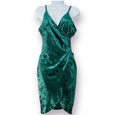 Charlotte Russe Green Crushed Velvet Spaghetti Strap Mini Dress Tulip Hem  Med | eBay