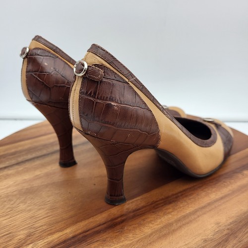 Franco Sarto Pump Heels Womens 8.5 Brown Leather Snake Print Slip On - Photo 11/14
