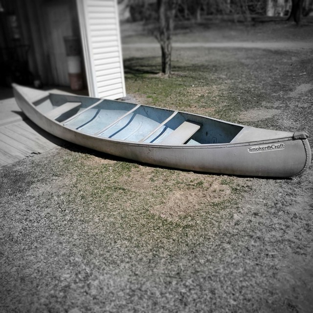 Used 14' SmokerCraft Aluminum Canoe with 3 paddles eBay