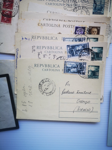ODERZO TREVISO LOTTO 67 FRANCHIGIE LETTERE CARTOLINE POSTALI STESSO DESTINATARIO - Foto 4 di 8