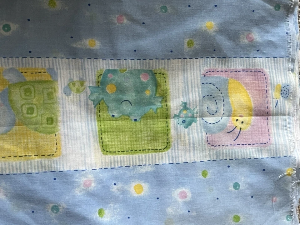 VTG Baby Nursery Animal Print Frog Turtle Snail Bee by Springs ? 2 Yards - Image 3 of 4