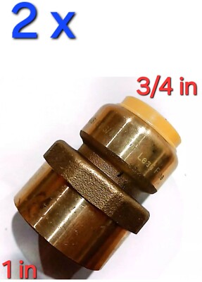 2 pcs  3/4 Inch Push Fit x 1 Inch Female Pipe Thread Brass Coupling shrk bite