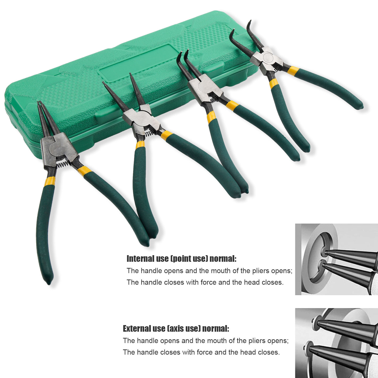 4PCS 7-inch Internal/External Snap Ring Pliers Set Heavy Duty Circlip Pliers Kit