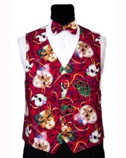 Men's Mardi Gras Phantom Masks Vest and Bow Tie