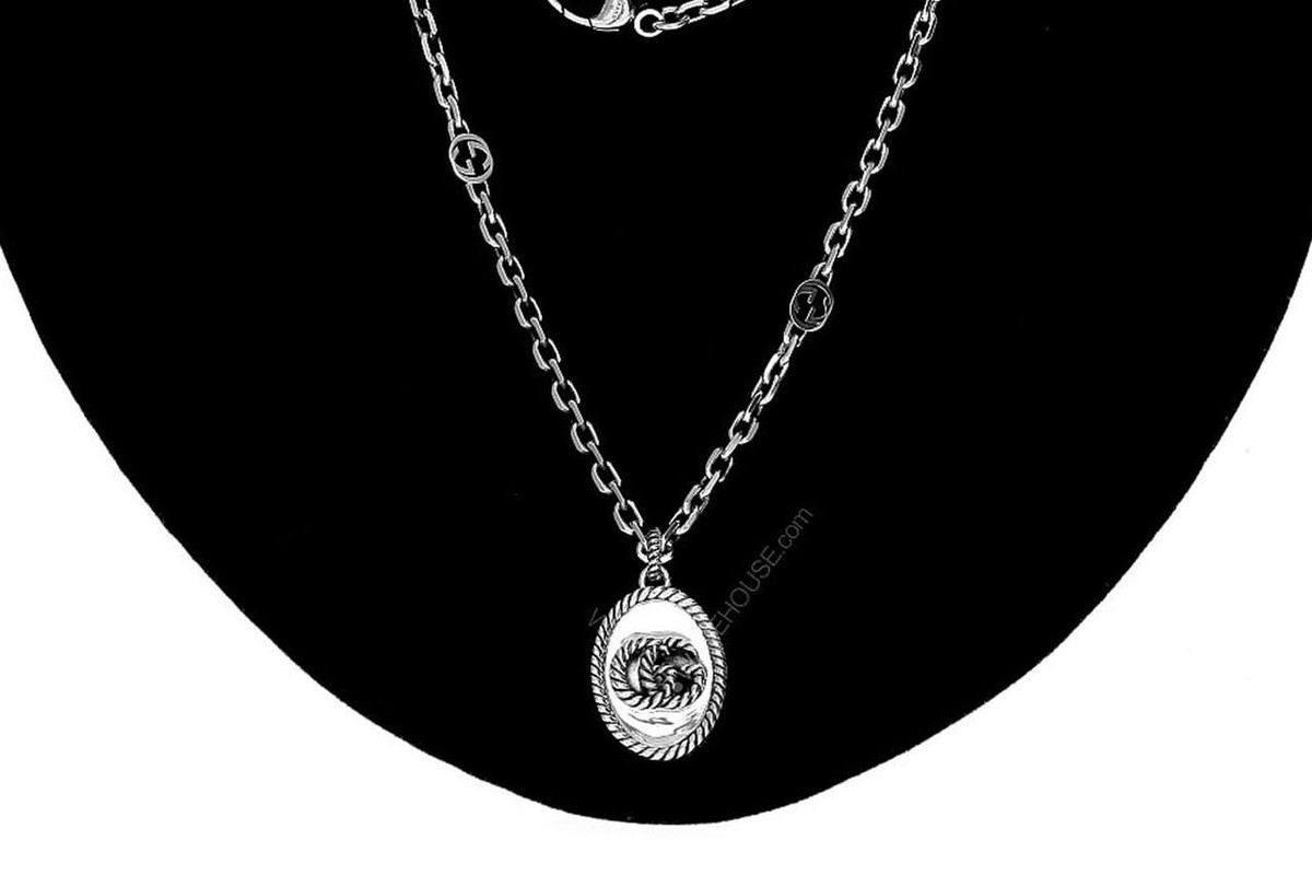 Gucci Sterling Silver GG Marmont Pendant Necklace YBB63254000100U