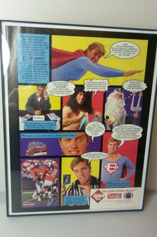 John Elway Framed vintage magazine page ad. Denver Broncos HOF Funny Superman