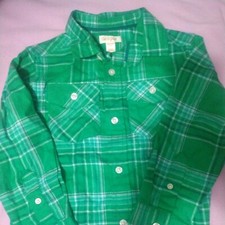 Boys Plaid Long Sleeve Button-Down Shirt Cat  Jack Green Size m 8-10 nwt