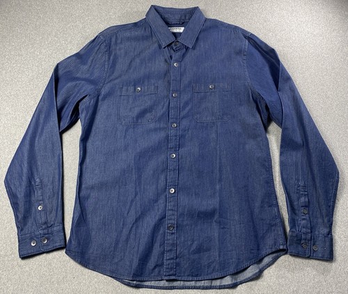Express Dark Denim Mens Shirt Size L Long Sleeves