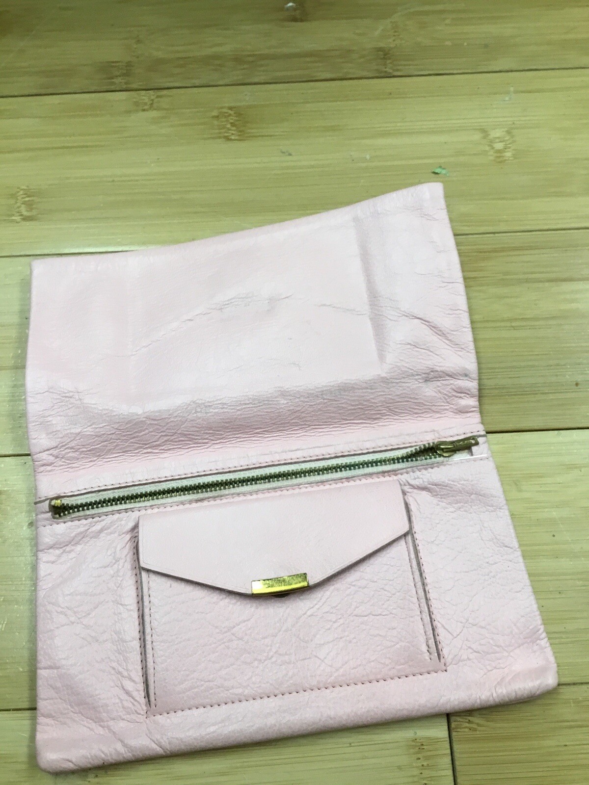 Vtg Enger kress Grab Bag Pink Bi Fold Leather Wallet Gem