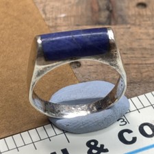 hand crafted ring, vintage piece, great patina, polished stone, size 6.7   33.40