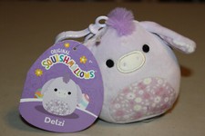 Squishmallow Delzi The Purple Donkey Easter Clip On Plush Toy New With Tags
