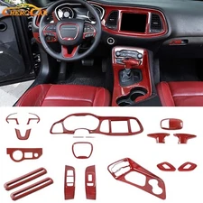 20x Interior Decor Cover Trim Overlay Kit for Dodge Challenger 15+ Red Carbon