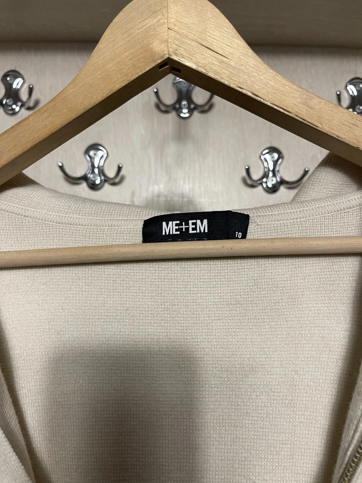 OFF WHITE Felpa con cappuccio e zip intera ME AND EM ME+EM misto lana bianco panna donna tg10