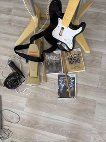 Nintendo Wii Rock Band Bundle ! Drums, Guitar, Pedal, Games! Dongle Free Ship!