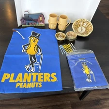 Big Vintage Lot Planters Mr. Peanut Bowls, Plastic Mugs, Food Picks, Advertising