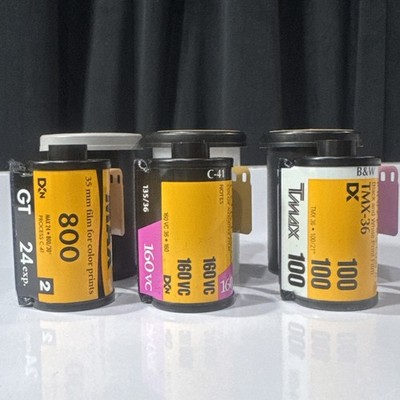 Kodak 35mm Film Lot TMAX 100 Portra 160VC Max Gold 800 Canisters