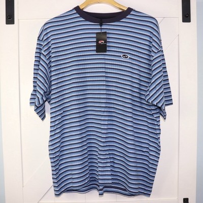 Men s VINTAGE 2000 s Nike Tiger Woods Blue Striped Golf Tee Shirt Size XXL