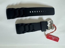 NOS Men's Swiss legend commander  Silicone/Rubber black band strap 29mm