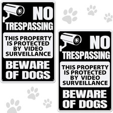 2 Pack Beware of Dog Sign for Fence 12 X 8 Inch No Trespassing Sign Warning Meta