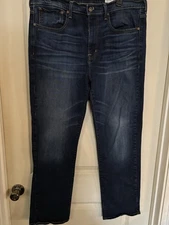 Cremieux Men Blue Straight Leg Relaxed Fit Cotton 5-Pocket Denim Jeans 38/32