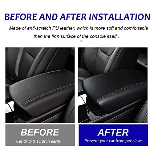Center Console Armrest Cover for Ford Edge 2015-2025 Black Leather Protector Foto 2 de 4