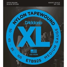 D'Addario ETB92 Black Nylon Tapewound Short Scale Bass Strings