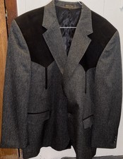 Circle S Mens Western Two Tone Black Gray Cowboy Yoke Sport Jacket Size 52R