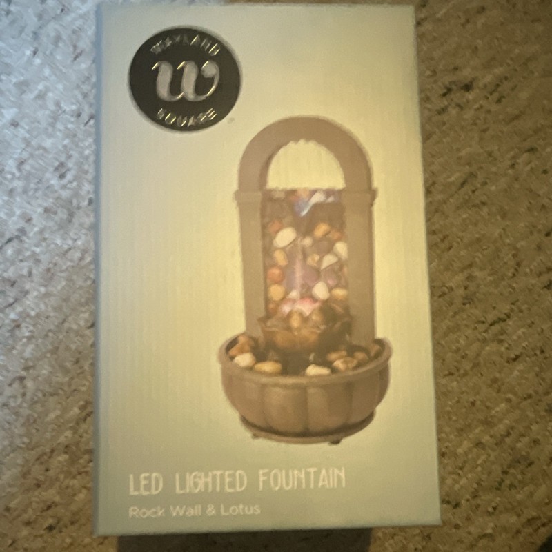 Wayland Square LED Lighted Tabletop Fountain with Rock Wall & Lotus, Resin