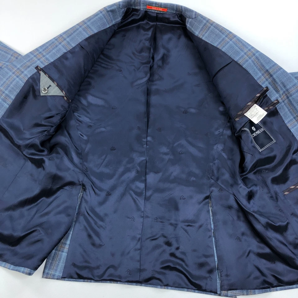 Cremieux 42R Blue Brown Plaid Wool Mens Blazer Sport Coat Jacket Andrew SPJ - Image 4 of 4