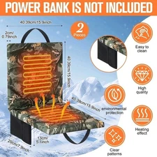 2 PCS Heated Hunting Seat Cushion, 3 Mode Adjustable Hunting Heated Chair Pad