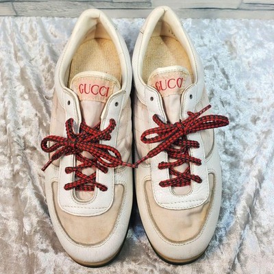 Rare GUCCI 23cm White Leather Sherry Line Low-Top Sneakers Vintage
